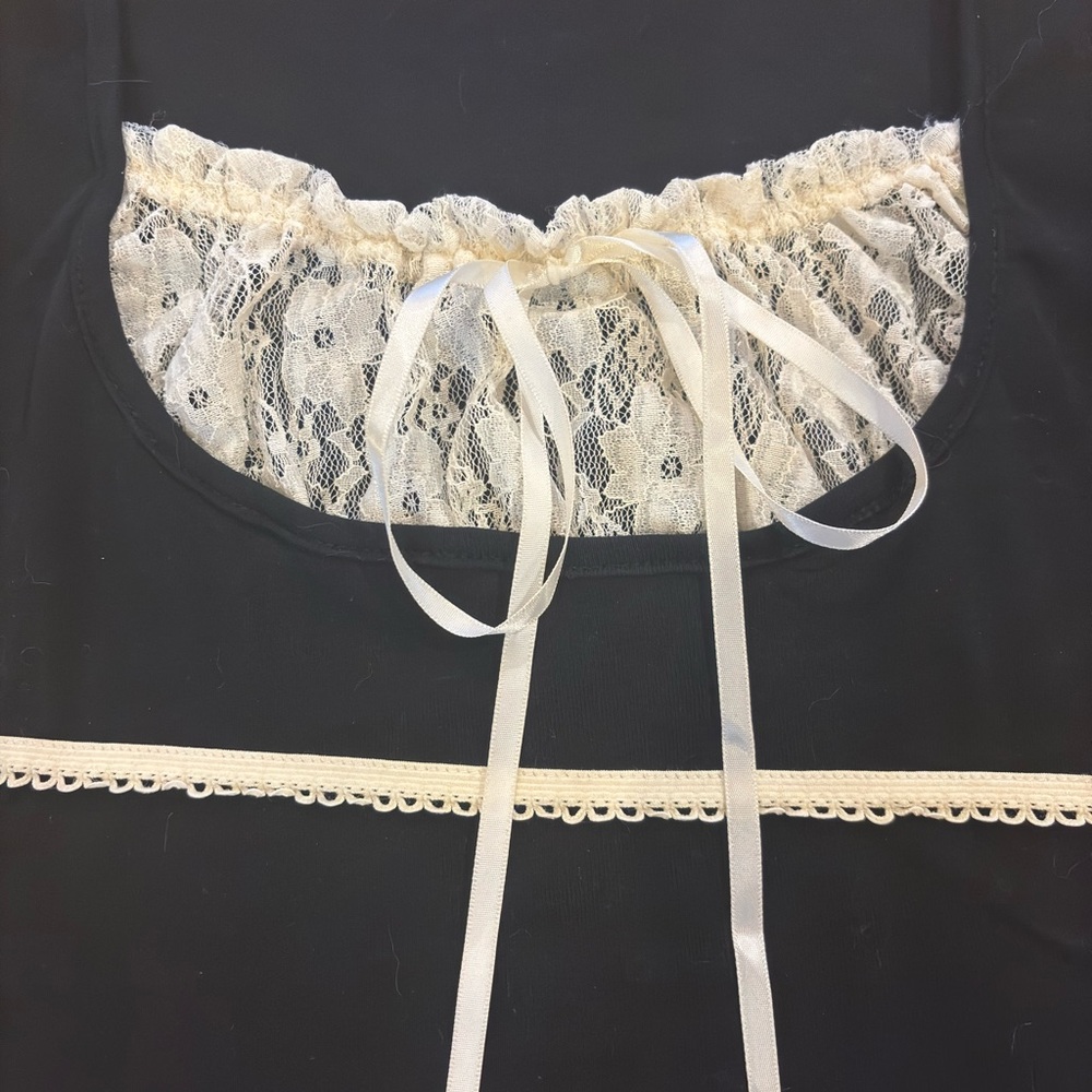 Black and Cream Women's Top.wt-40 - Picture 3 of 10